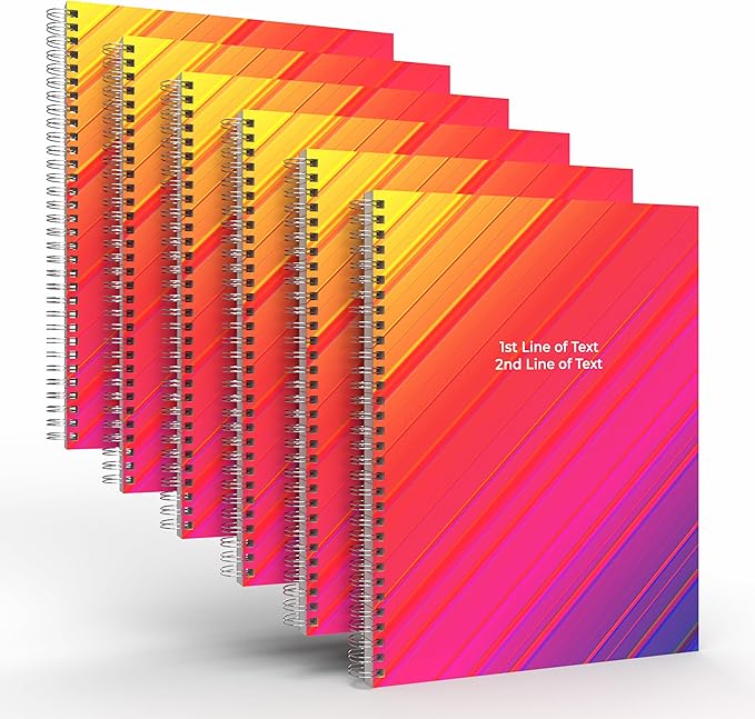 Custom Spiral Notebook Journals with a Rainbow Design 5 Colored Cover - 6 Pack of 8.5" x 11" – College Ruled, Hard Cover, 50 Sheets Per Book – For Journaling, Office, School Supplies, etc.