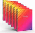 Custom Spiral Notebook Journals with a Rainbow Design 5 Colored Cover - 6 Pack of 8.5" x 11" – College Ruled, Hard Cover, 50 Sheets Per Book – For Journaling, Office, School Supplies, etc.