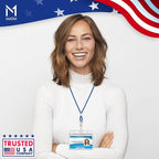 Mata1-USA Extra-Thick Plastic Card Holder (Clear, 3.5x2.25 Inch, 250 Pack), Horizontal Badge Holder for ID Name Badge with Zipper