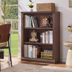 RWYHG 43" Walnut Tall Bookshelf,3-Tier Thick Wooden Book Shelf with Adjustable Shelves,Free Standing Farmhouse Bookcase with Open Display Storage,Floor Vintage Bookshelves for Living Room,Office