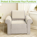 Couch Arm Covers, Sofa Arm Covers, Waterproof Armrest Cover for Sofa, Armchair, Loveseat, Non-Slip Recliner Arm Cover, Headrest Covers, Arm Chair Covers Set of 2 (Beige, 26"×26")