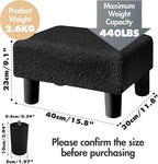 BRIAN & DANY Small Foot Stool Ottoman, Footstool with Legs, Teddy Velvet Foot Rest for Living Room, Bedroom and Office, Black