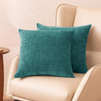 Amazon Basics Chenille Throw Pillow Covers, Home Decor Cushion Cover for Bedroom Living Room Couch Bed, 20" W × 20" L, Deep Teal