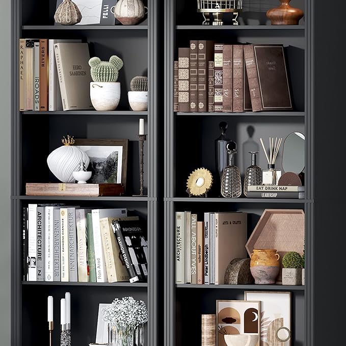 BORNOON 75" Tall Bookshelf, 6-Tier Floor Standing Bookcase with Adjustable Shelves, 24" Wide Open Storage Shelf, Modern Display Organizer for Home Office, Living Room, Bedroom, Study