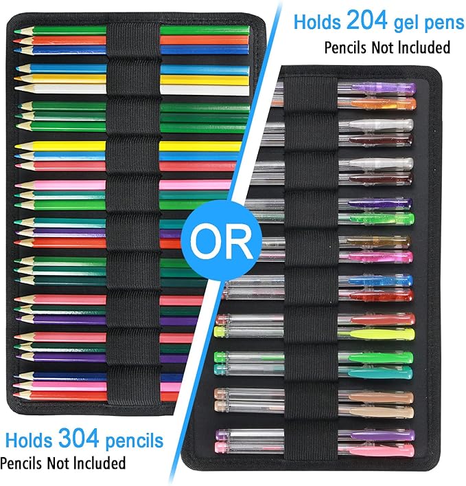 YOUSHARES Big Capacity Colored Pencil Case - 300 Slots large Pen Case Organizer with Multilayer Holder for Prismacolor Colored Pencils & Gel Pen (Green)