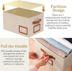 OUTBROS Foldable Storage Box for Shelves, 15 x 10.2 x 7.9 inch Fabric Baskets, Wardrobe Organiser with Handles, Suitable for Storing Clothes, Books, Cosmetics (Beige, 3-Pack)