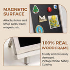 SELEAD 100% Real Wood Frame Magnetic Chalkboard with Stand - 10x12 Inch Small Tabletop/Hanging Chalk Board Words Sign Board, Message Menu Board for Cafe, Business, Wedding - Vintage White