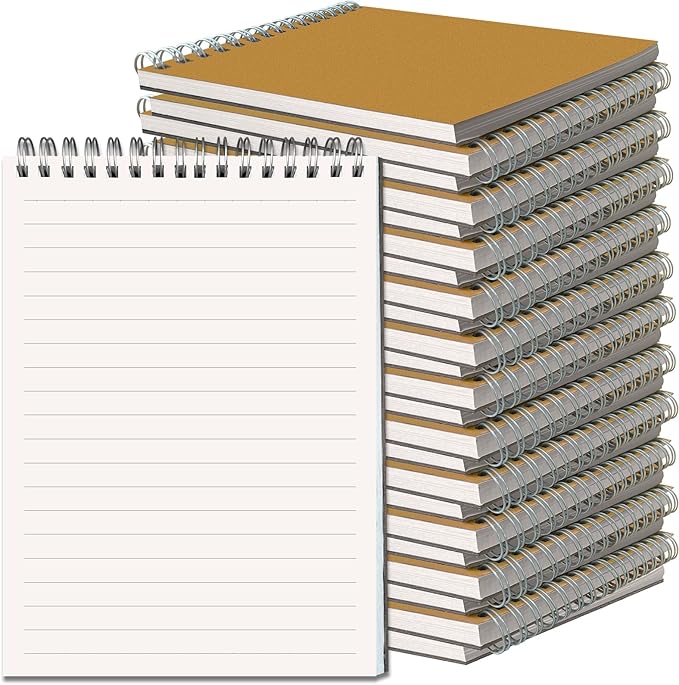OSIMIG 24 Pack A5 Spiral Notebooks Bulk with Kraft Cover, 8x5.5 Inch Lined Paper Travel Journaling Notebooks, Composition Notebook for School Office Supplies, 80 Sheets 160 Pages