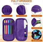 Cute Pencil Case for Girls, Large Girls Pencil Pouch for School Supplies, Portable Butterfly Pen Bag, Aesthetic Pen Box with Zipper, 2 Compartments Stationary Organizer for Kids Teens Students Adults