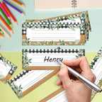 Name Tags for Classroom Cubbies, 30 Greenery Name Plates for Desks, Back to School Self Adhesive Name Tags Sticker for Teachers Elementary - A08