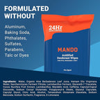 Mando Deodorant Wipes - 24 Hour Odor Control - Aluminum Free, Baking Soda Free, Skin Safe (15 Count (Pack of 3)