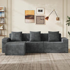 WLIVE 110'' Boneless Couch for Living Room, Modular Sectional Sofa, Cloud Memory Foam Couch L Shape with Chaise, Grey
