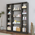 OSCHF Cube Storage Bookcase with Base - Large Wooden Bookshelf with 10 Open Cubes and 4 Shelves for Home and Office, Freestanding Organizer, Black