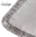 Foindtower Set of 2 Decorative Linen Fringe Throw Pillow Covers Cozy Farmhouse Cushion Cover with Tassels Accent Pillowcase for Couch Chair Sofa Bed Living Room Home Decor,20×20 Inch,Light Rustic Gray