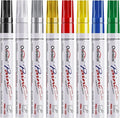 Overseas Paint Marker Pens - 8 Colors Oil Based Permanent Markers, Waterproof, Quick Dry, Medium Tip, Assorted Color Paint Pen for Metal, Wood, Fabric, Plastic, Rock Painting, Canvas, Glass, Art Craft