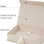 Sprsthai 8x10 Archival Photo Storage Box with Lid – Stackable Memory Keepsake Organizer for Photos, Certificates, Jewelry & Scrapbooking Supplies Beige