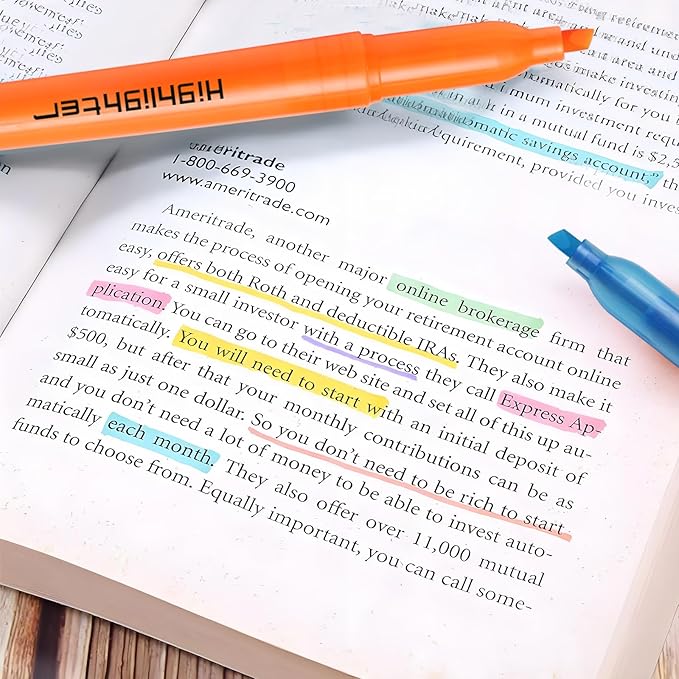 Dacono Highlighters, Chisel Tip, Highlighters Assorted Colors, Bible Highlighter No-Bleed, Quick-Drying Ink Highlighter for School, Teacher Students, Office, Classroom Must Have, 24 Pack