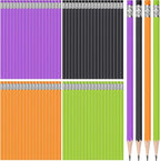TecUnite 120 Pcs #2 HB Pencils with Eraser No 2 Unsharpened Wooden Hexagonal Pencils for Adults Gifts for School Exam art Learning Office Sketching(Orange Purple Black Green)