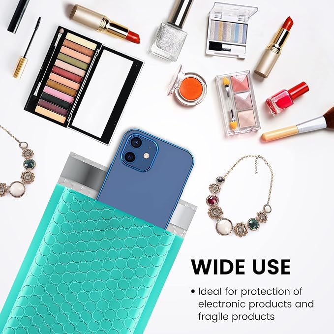 Fuxury Teal Bubble Mailers 4x8" 4000 Pack, Waterproof Padded Envelopes Self Seal Bubble Envelopes, Padded Mailers for Small Business, Envelope Mailers Usable Size 4x7"