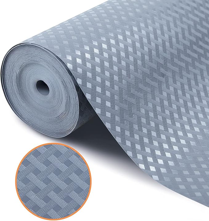 Shelf Liners for Kitchen Cabinets Refrigerator Liners Waterproof & Oil-Proof Kitchen Cupboard Liner Non-Slip Drawer Mats EVA Material Non Adhesive Fridge Mats for Shelves 23.6 x 157.4 Inches