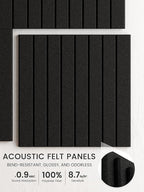 Bumusty Large Cork Board Alternative-36 x24 Felt Bulletin Board Tiles, with 30 Pushpins, 40 Adhesive Tabs, 6-Pack Slat Wall Paneling, Cork Boards for Office Push Pin Board Felt Board-Black