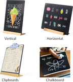 2 Pack 8.6x11.7 in Chalkboard Signs Small Chalk Board Signs with Stand for Tabletop Decor Double Sided Mini Chalkboard for Restaurant Food Menu, Kids Message Board, Wedding Party
