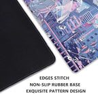 Japanese Fantasy City Boy Mouse Pad Desk Pad,Cute Kawaii Anime Mousepad,Large Extended Gaming Mouse Mat with Stitched Edges Non-Slip Waterproof Rubber Base Mous Mat for Desk Pad(27.5X11.8 in)
