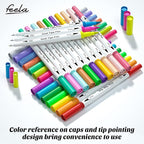 feela 100 Colors Dual Tip Brush Pens with Fineliners Art Markers, Watercolor Dual Brush Tip and Highlighters For Adult Coloring Books, Art, Sketching, Calligraphy, Manga, Journal