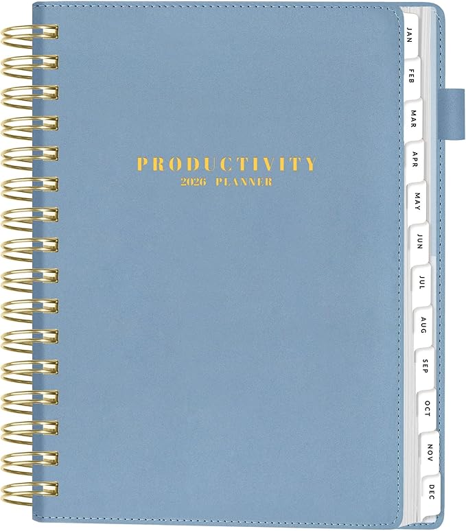 SUNEE 2026 Planner 5.9" x 8.3" – Dated Productivity Planner for Time Management - Daily,Weekly & Monthly Planner to Achieve Goals - Planner 2026 dated from January 2026 – December 2026,Grey Blue