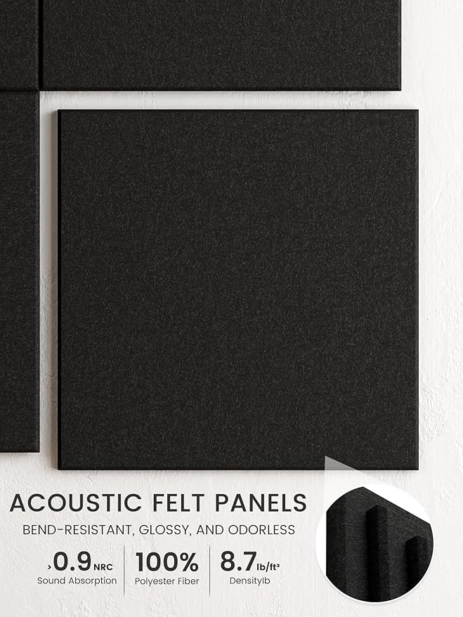 Bumusty Large Cork Board 47"x35" Alternative - 12 Pack Felt Wall Tiles with 70 Safe Removable Adhesive Tabs, 30 Pushpins, Cork Boards for Walls Pin Board Bulletin Board Office Decor (Black)