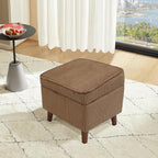 FAGAGA Storage Ottoman with Adjustable Lid, Soft Step Stool, Footrest and Seat, Ottoman Foot Rest for Living Room, Bedroom, Dorm, Brown
