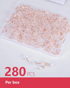 PAPERPAL 280 Rose Gold Push Pins for Cork Board, Clear Thumb Tacks for Wall Hangings, Pushpins for Office School & Personal Use, Standard Size Push Pin Tacks