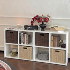 IRONMIX Metal 4 Cube Storage Organizer, White Short Bookshelf with Storage, Small Horizontal Bookshelf, 2 Tier Open Bookcase Cube Shelf, Small Closet Organization for Home Office Library (White, 700)