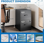 BYNSOE 2 Drawer File Cabinet with Lock Vertical Filing Storage Cabinet Office Home Steel Vertical File Cabinets for Letter Size File Cabinet Locked,Assembly Required