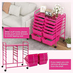 Giantex 12 Drawer Rolling Storage Cart Tools Scrapbook Paper Office School Organizer (Hot Pink)