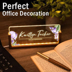 Desk Name Plate Personalized, Custom Office Light Up Name Plate for Desks, Desk Decorations for Women Men Office, Employee Appreciation Gifts for Coworkers