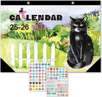 Desk Calendar 2026 - With 2 sticker, 17-Month (Aug 2025 - Dec 2026) Large 17x12 Inches, Desktop/Wall Monthly Calendar for Home, School & Office (Cat)