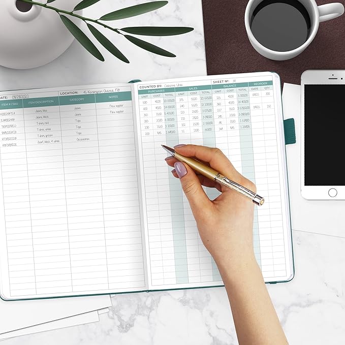 Clever Fox Inventory & Sales Log Book for Small Business – Inventory Ledger Book, Inventory Notebook, Order Tracker Book for Purchases, Sales & Reorders – Undated, Hardcover, A5, Dark Teal