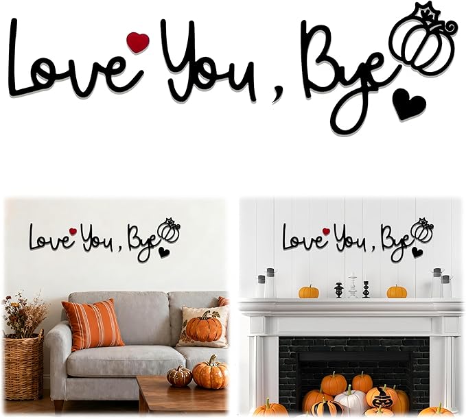 Love You Bye Wood Sign,Fall Decoration for Home&Halloween Decoration Fall Decor Autumn Wall Decor Wooden Pumpkin Sign forHallway Entryway Door,Porch,Fireplace Mantel Thanksgiving Farmhouse Living Room