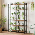 Casaottima Book Shelf Set of 2, 6 Tier Tall Bookshelf, Modern Wood Bookcase Shelves for Bedroom, Industrial Display Shelf for Living Room Home Office, Standing Shelving Unit Storage Organizer, Vintage