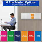 Office Door Signs with 6 Printed Status Options – Do Not Disturb, Out of Office, In a Meeting, Please Knock, Work from Home, Back Soon – Includes Custom Personalized Blank Sticker for Privacy Workspace or Studio Available and Away
