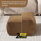 MeMoreCool Square Stuffed Pouf Ottoman Foot Rest, Stripe Furry Floor Pouf Foot Stool with Foam Chunk Filling, Soft Fluffy Stuffed Ottoman Footrest for Living Room, Faux Fur Coffee