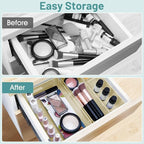 WOWBOX 25 PCS Plastic Drawer Organizer Set, 4 Sizes Desk Drawer Divider Organizers and Storage Bins for Makeup, Jewelry, Gadgets for Kitchen, Bedroom, Bathroom, Office, Clear Champagne