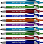 Personalized With your Custom Logo or Text Pens-Pack of 300- for Marketing, Parties, and Events, 2 in 1 Capacitive Stylus & Ballpoint Pen Compatible With Touchscreen Devices, Black Ink, Assorted