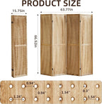 Aleesing 4 Panel Pegboard Display with 16 Hooks, Wooden Room Divider Wall and Folding Privacy Screens, Partition Room dividers, Pegboard Room Divider, Jewelry Store, Bedroom, Balcony, Light Brown