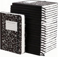 Laumoi 28 Pack PU Leather Lined Notebook Journal Bulk A5 Hardcover Notebook College Ruled 5.5 x 8.2 Inch Journal with Pen Holder for School Business Work Writing(Black,Marble)