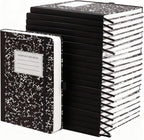 Laumoi 28 Pack PU Leather Lined Notebook Journal Bulk A5 Hardcover Notebook College Ruled 5.5 x 8.2 Inch Journal with Pen Holder for School Business Work Writing(Black,Marble)