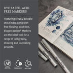 Speedball Elegant Writer Acid-Free Non-Toxic Water Based Calligraphy Marker, Chisel Tip, Assorted Size, Black, Set of 4