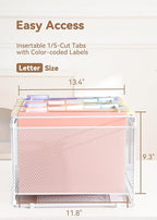 SortRax Plastic Extra Capacity Hanging File Folders, 2" Pastel Expanding Pocket, Heavy Duty for Filing Cabinet, Insertable 1/5-Cut Tabs, Letter Size - 12 Pack