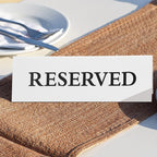 6 Pieces Plastic Reserved Table Sign Table Tent Wedding Guest Reservation Seat Sign for Restaurant Wedding Chairs(7.9 x 2.7 Inches,Black Words White Background)